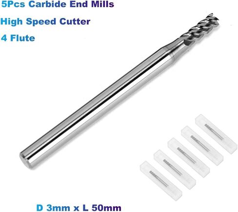 5Pcs Carbide End Mills High Speed Cutter 4 Flute (D 4mm x L 50mm) for Cutting High Hardness 58HRC, CNC Milling Hardened Metals in Kuwait