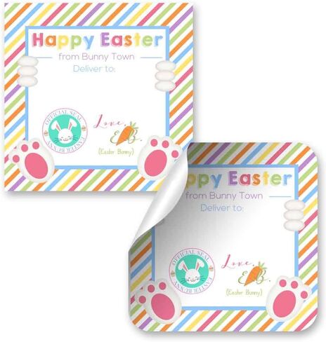 Bunny Bait Easter Themed Gift Tag Sticker Labels for Kids, 40 2" Party Circle Stickers by AmandaCreation, Great for Party Favors, Envelope Seals & Goodie Bags in Saudi Arabia