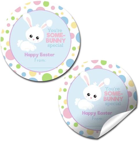 Bunny Bait Easter Themed Gift Tag Sticker Labels for Kids, 40 2" Party Circle Stickers by AmandaCreation, Great for Party Favors, Envelope Seals & Goodie Bags in Saudi Arabia
