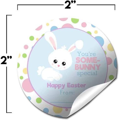 Bunny Bait Easter Themed Gift Tag Sticker Labels for Kids, 40 2" Party Circle Stickers by AmandaCreation, Great for Party Favors, Envelope Seals & Goodie Bags in Saudi Arabia
