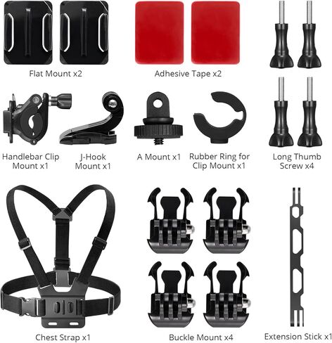 AKASO Adjustable Chest Strap Action Camera Accessories Kit for GoPro Hero 12 11 10 9 EK7000/EK7000 Pro/Brave 4/Brave 4 Pro/Brave 7 LE/Brave 7/Brave 8 Action Cameras and Smartphones in Kuwait