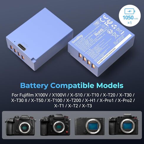 SmallRig NP-W126S Battery 1050mAh USB-C Camera Battery for Fujifilm X100 IV, X-S10, X-T100, 2.5H Full Charge, for Fujifilm X-T50, X100V, X-T10, X-T20, X-T30, X-T30 II, X-T200, X-H1, X-Pro1, X-T2, X-T3 in Saudi Arabia