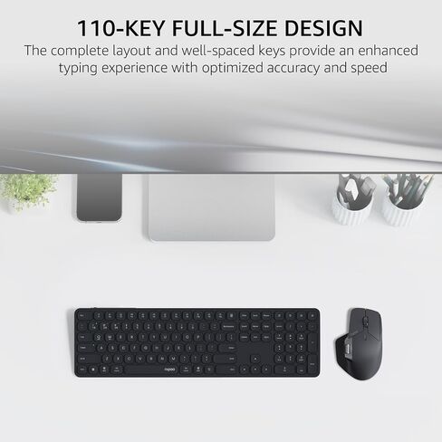 RAPOO Multi Device Bluetooth 2.4G Wireless Keyboard and Mouse Combo for Mac OS, Rechargeable Slim Silent Keyboards 1600 DPI Mouse for Laptop/MacBook Pro/Air, iMac, iPhone, iPad Pro/Air/Mini in Saudi Arabia