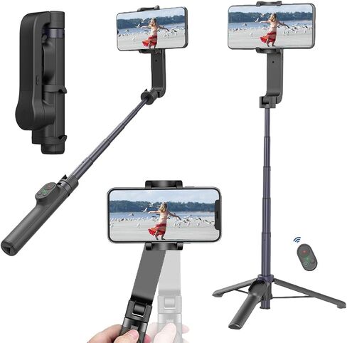 Gimbal Stabilizer for Smartphone,Selfie Stick Tripod with Remote Control Auto Balance 360° Rotation 1-Axis Phone Gimbal for Group Selfies Live Streaming Video Recording in Saudi Arabia