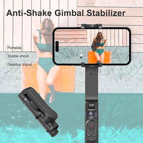 Gimbal Stabilizer for Smartphone,Selfie Stick Tripod with Remote Control Auto Balance 360° Rotation 1-Axis Phone Gimbal for Group Selfies Live Streaming Video Recording in Saudi Arabia