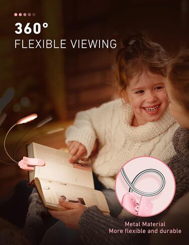 Monotremp Book Lights for Reading at Night in Bed, 80 Hours Runtime Rechargeable Reading Lights for Books in Bed, 3 Brightness Levels × 3 Color Temperatures, 1.3 oz Lightweight in Saudi Arabia
