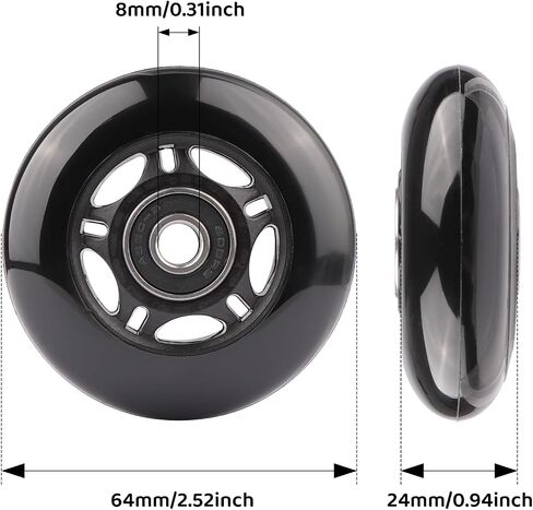 Gladder Luggage Suitcase Replacement Wheels Silent PU Caster Inline Wheels w/ABEC7 608-2RS Bearings 6mm Axles Washer Universal Repair Kit (70x24mm) in Saudi Arabia