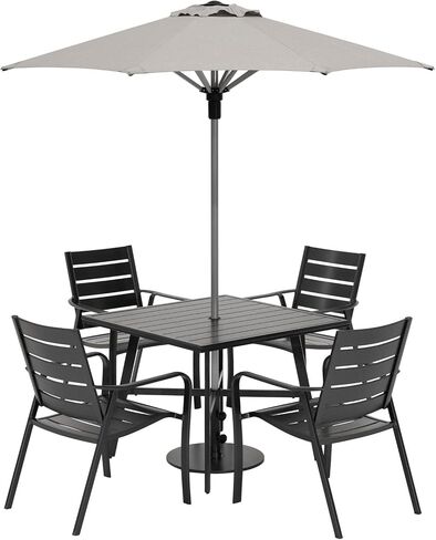 Hanover Aluminum Slatted Dining Chair, 1PC, Gunmetal in Saudi Arabia