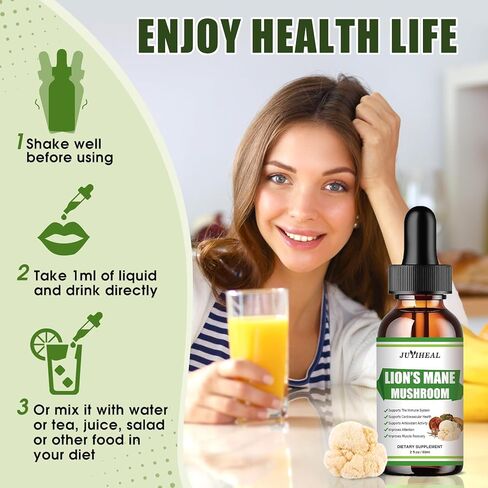 سائل عرف الأسود، مكمل فطر عرف الأسود العضوي، 8 مجمع فطر - نباتي، صبغة عرف الأسد للتركيز العقلي والوضوح ودعم المناعة - 4 أونصة سائلة in Kuwait