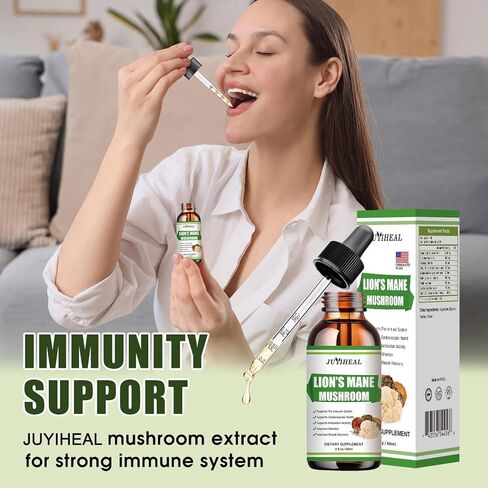 سائل عرف الأسود، مكمل فطر عرف الأسود العضوي، 8 مجمع فطر - نباتي، صبغة عرف الأسد للتركيز العقلي والوضوح ودعم المناعة - 4 أونصة سائلة in Kuwait