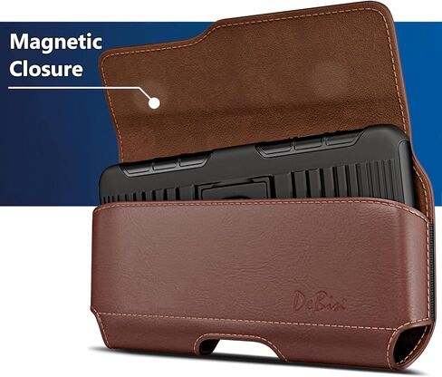 DeBin Holster for iPhone 16, 16 Pro, 15, 15 Pro, 14, 14 Pro, 13 Pro, 12, 12 Pro, 11, Xs, 10, X, XR - Cell Phone Belt Holder Case with Clip Carrying Pouch Cover (Fits Phone with Protective Case) Black in Kuwait