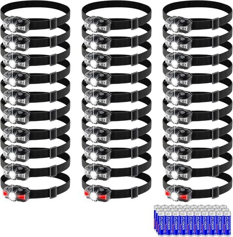 KunHe LED 60 Pack Lightweight Small Headlamp with Red Light for Adults Kids Outdoor Night Survival Camping Running Large-Scale Power Outage Hurricane Emergency (Included AA*60 Batteries) in Saudi Arabia