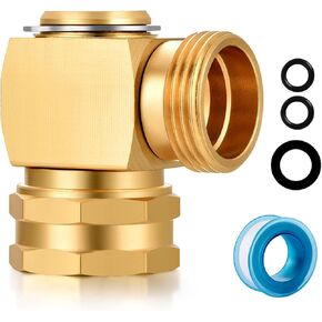 Garden Hose Swivel elbow Connector 90 Degree Solid Brass Pipe Fittings Hose Kink Protector (2 Pack)