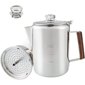 Electric Coffee Percolator ETL Approved 12 Cup Stainless Steel Coffee Maker with Heat Resistant Tough Glass Knob Automatic Keep Warm & Cordless Serving Classic Coffee Pot