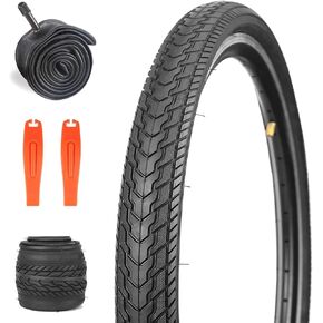 26X1.75 Bicycle Tire Replacement Kits 1/2 Pack, 26 Inch Bike Tires Folding Bike Tires Replacement with 1/2 Tubes and 2 Levers Suitable for Bicycle Tires 26x1.75 26x1.95 26x2.0,Black/White Wall