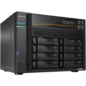 Asustor Lockerstor 8 Gen3 AS6808T 8 Bay NAS Network Storage, AMD Ryzen Quad-Core 2.3 GHz, 16GB RAM ECC DDR5, 4 M.2 NVMe Slots, Dual 5GbE & Dual 10GbE Port, USB4 Type-C, Network Attached Storage