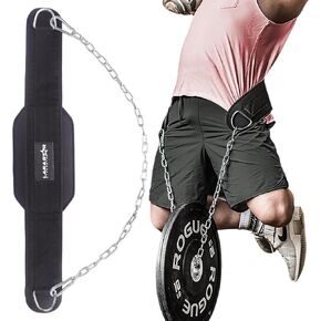 Dip Belt for Weightlifting, Weight Belt for Pull-Ups, Powerlifting, Squats, and Bodybuilding – Heavy-Duty Steel Chain, Neoprene Support, Lifts up to 650 lbs.