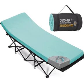 CYMULA Camping Cot Mattress 2in Memory Foam Sleeping Pad,Soft Warm Non-Slip Camping Mattress Topper with Retaining for Adults,Portable Roll up Mattress Pad for Travel (75 x30)（only Mattress）