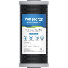 Waterdrop FXHTC Whole House Carbon Water Filter, Replacement for GE® FXHTC, GXWH40L, GXWH35F, Culligan® RFC-BBSA, American Plumber W10-PR, W10-BC, WRC25HD, 10" x 4.5" Cartridge, 5 Micron, Pack of 3