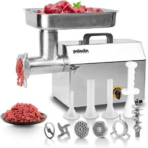 32'' Electric Commercial Meat Grinder Machine, 21 lbs Per Minute, 2 HP Heavy Duty Stainless Steel Meat grinder with sausage sufffer, Ideal for deer processing, Pet Food,Heavy Use