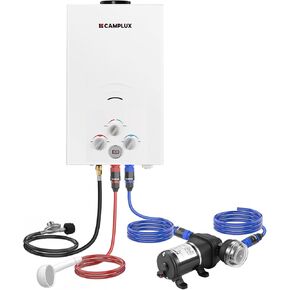 CAMPLUX Tankless Water Heater, 4.22 GPM Propane Water Heater Gas, 110,000 BTU Outdoor Camping Water Heater, Propane Shower, Gray
