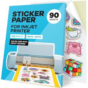 Sticker Paper - Sticker Paper for Inkjet Printer - Vinyl Sticker Paper - Printable Vinyl - Printable Vinyl Sticker Paper - Sticker Paper for Printer (Glossy, 20 pack, 8.5 x 11")
