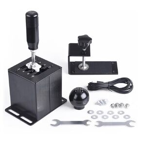 CNRAQR PC USB Simulator Shifter 7+R H Gear Shifter with L Shape Clamp Set for Gear shift PC Windows Steering Compatible with G29/G27/G25/G920, T300RS/GT Wheel