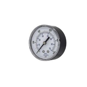 PIC Gauges 102D-254E Center Back Mount Dry Pressure Gauge w/ Black Steel Case, Brass Internals, Chrome Bezel, Plastic Lens, 2.5" Dial, 0/100 psi Range, 1/4" Male NPT