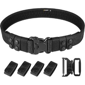 Duty Belt 2'' Police Belts with Hook Lining, Nylon Tactical Belt for Law Enforcement Officers with 4 Belt Keeper
