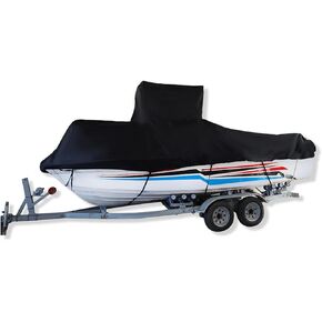 420D Heavy-Duty Center Console T-Top Boat Cover Trailerable T-Top Roof Boat Cover 20' - 22' L x 106" W Grey