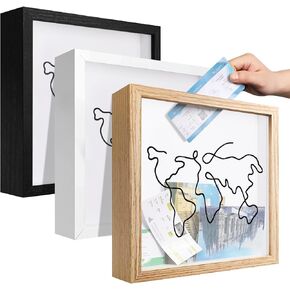 Travel Shadow Photo Keepsake Memory Box Ticket Keepsake Honeymoon Fund Box with Slot Frame Adventure Best Gift for Keepsake International Traveler Women Men People Who Travel Hiker Unique in Kuwait