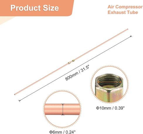 uxcell Air Compressor Exhaust Tube, 3/8" Thread Dia 23" Length Hex Nut Aluminum Tube Air Tube Compressor Hardware Accessories Replacement Parts(Flared Mouth) in Saudi Arabia