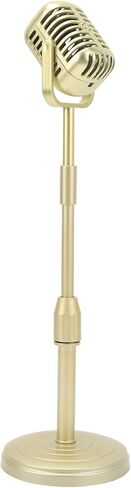 Retro Microphone Props Liftable Realistic Lightweight Fake Vintage Microphone Model Toy Prop with Stand for Shooting Cosplay Costume & Role Play (Silver) in Saudi Arabia