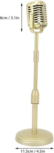 Retro Microphone Props Liftable Realistic Lightweight Fake Vintage Microphone Model Toy Prop with Stand for Shooting Cosplay Costume & Role Play (Silver) in Saudi Arabia