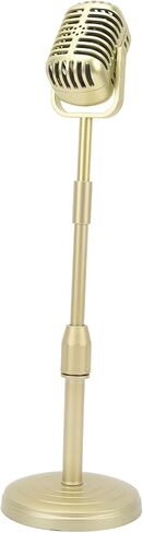 Retro Microphone Props Liftable Realistic Lightweight Fake Vintage Microphone Model Toy Prop with Stand for Shooting Cosplay Costume & Role Play (Silver) in Saudi Arabia