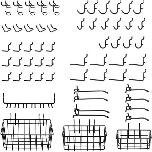 Extra Thick Black 1/4'' Pegboard Hooks for Hanging Tools, Set of 57 Pieces 1/4'' Black Peg Board Accessories Peg Hooks, Peg Board Attachments for Tools Organization in Saudi Arabia