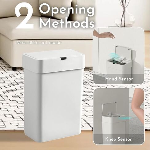 ELPHECO Bathroom Motion Sensor Trash Can with Lid 2.5 Gallon Slim Garbage Can Small Touchless Trash Bin 9.5 Liter Smart Waste Basket for Bedroom, Living Room, Toilet (Black) in Saudi Arabia