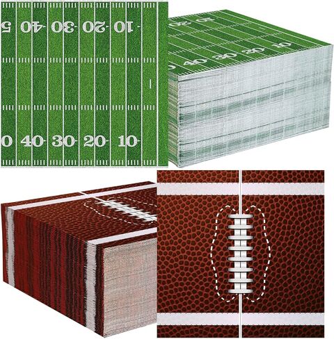 100 PCS Football Cocktail Napkins Football Dinner Paper Napkins 3-Ply Disposable Football Field Party Napkins for Game Day Sports Football Theme Birthday Party Supplies，5 x 5 Inch in Saudi Arabia