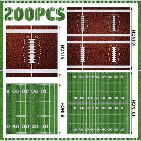 100 PCS Football Cocktail Napkins Football Dinner Paper Napkins 3-Ply Disposable Football Field Party Napkins for Game Day Sports Football Theme Birthday Party Supplies，5 x 5 Inch in Saudi Arabia
