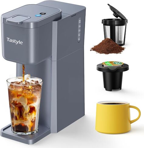 Mini Hot and Iced Coffee Maker Single Serve, for K Cup and Ground, 6 to 14 Oz Brew Sizes, with Recipe Book, for Home, Travel, RV, Office and Dorm, Classic Black (2.0 Version) in Saudi Arabia