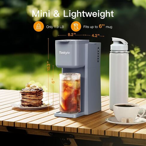 Mini Hot and Iced Coffee Maker Single Serve, for K Cup and Ground, 6 to 14 Oz Brew Sizes, with Recipe Book, for Home, Travel, RV, Office and Dorm, Classic Black (2.0 Version) in Saudi Arabia