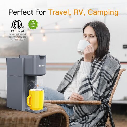 Mini Hot and Iced Coffee Maker Single Serve, for K Cup and Ground, 6 to 14 Oz Brew Sizes, with Recipe Book, for Home, Travel, RV, Office and Dorm, Classic Black (2.0 Version) in Saudi Arabia
