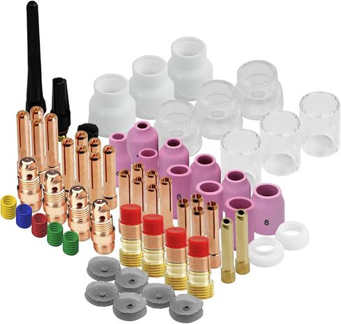 81PCS TIG Welding Torch Accessories Kit Collets Body Glass Cup Alumina Nozzle Stubby Gas Lens #10 Cup Kit for TIG WP-17/18/26 in Saudi Arabia