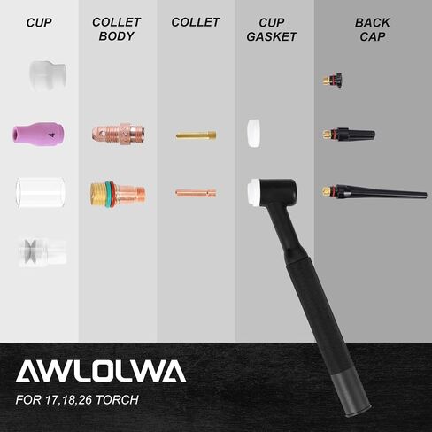 81PCS TIG Welding Torch Accessories Kit Collets Body Glass Cup Alumina Nozzle Stubby Gas Lens #10 Cup Kit for TIG WP-17/18/26 in Saudi Arabia