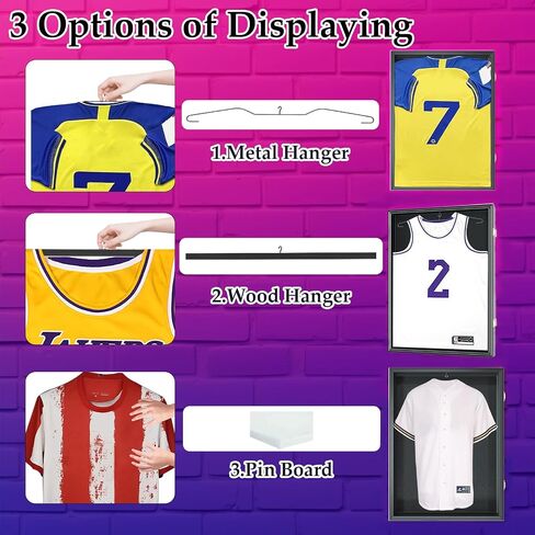 Jersey Frame Display Case, Solid Wood Large Sports Shirt Shadow Box with 98% UV Protection Acrylic and Hanger for Football Baseball Basketball Hockey Shirt and Uniform, Vintage White in Saudi Arabia