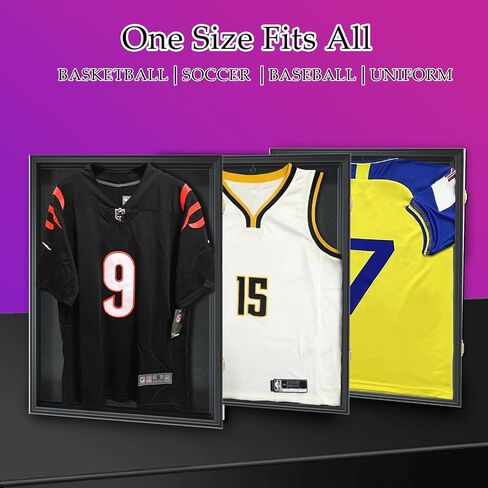 Jersey Frame Display Case, Solid Wood Large Sports Shirt Shadow Box with 98% UV Protection Acrylic and Hanger for Football Baseball Basketball Hockey Shirt and Uniform, Vintage White in Saudi Arabia
