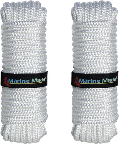 Amarine Made 3/8 Inch 35 FT Double Braid Nylon Dockline Dock Line Mooring Rope Eye: 12";Safe Workload: 660 Lbs;Tensile Strength: 3300 Lbs (Blue) in Saudi Arabia