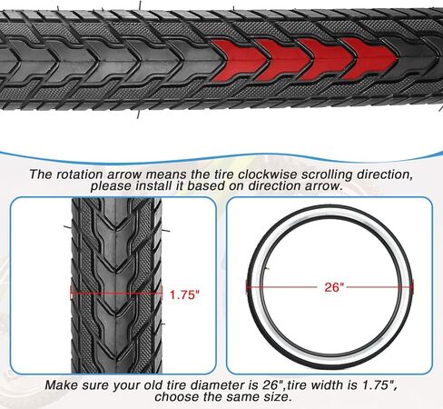 26X1.75 Bicycle Tire Replacement Kits 1/2 Pack, 26 Inch Bike Tires Folding Bike Tires Replacement with 1/2 Tubes and 2 Levers Suitable for Bicycle Tires 26x1.75 26x1.95 26x2.0,Black/White Wall in Saudi Arabia