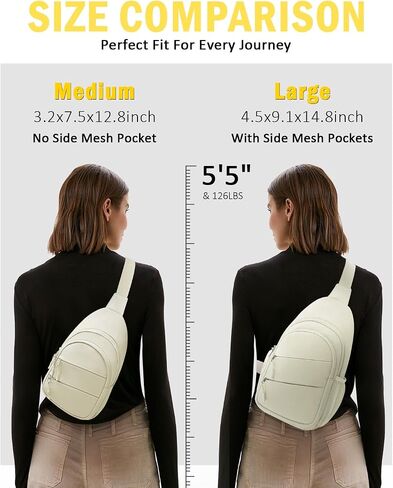 Tuwubi Crossbody Bags for Women, Sling Bag for Men | Small Hiking Backpack Shoulder Bag Lightweight for Outdoors Travel (Medium, Black) in Kuwait