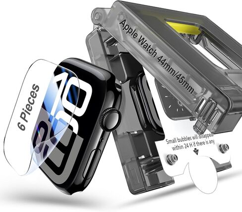 Tensea 6pack متوافق مع واقي شاشة Apple Watch 46mm 42mm 45mm 41mm 44mm 44mm 40mm ، فيلم واقي ناعم مع مجموعة التثبيت ، لسلسلة Iwatch 10 9 8 7 6 5 4 Se Se 2nd in Saudi Arabia